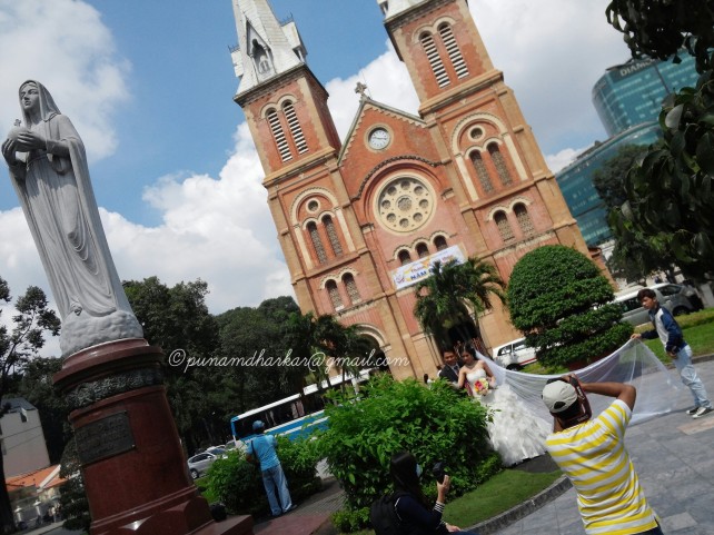 Saigon Notre-Dame Basilica - maybe auspicious for the newly wed couple?